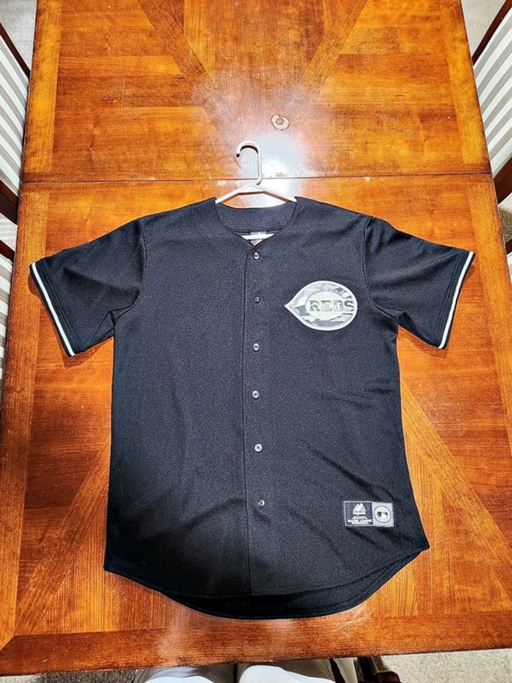 Majestic Cincinnati Reds MLB Baseball Jersey Black & White Size Large